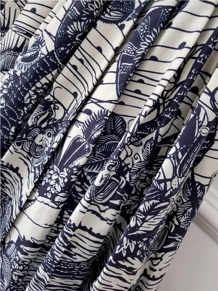 

Big-name summer women's cotton 3D printing pleated skirt 2020New women's fashion retro elegant party all-match puff skirt XL