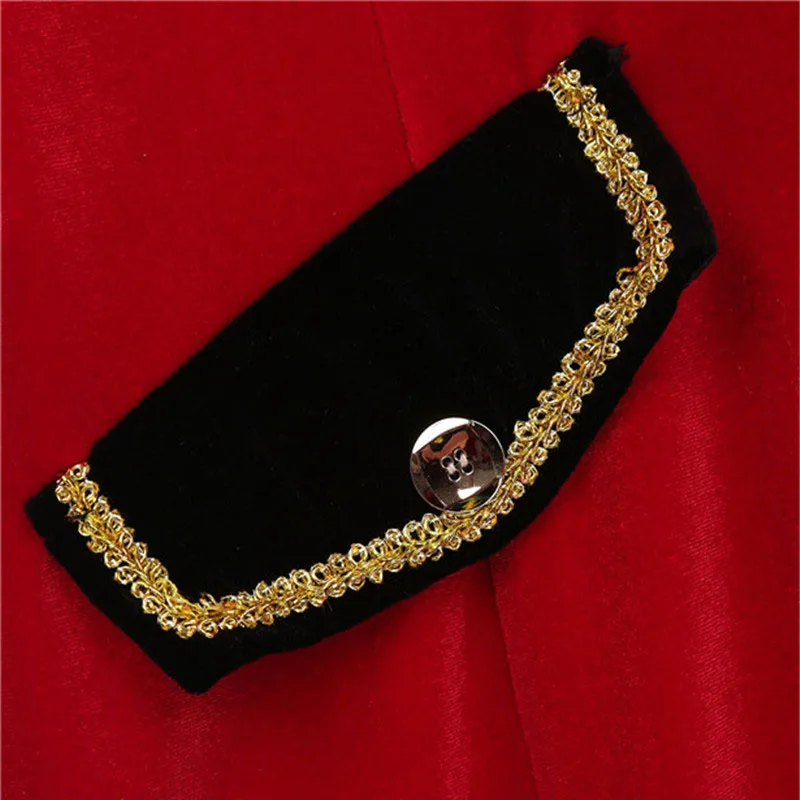 2Pcs Women Halloween Cosplay Pirate Costume Lapel Collar Long Sleeves Gold Braid Trimmings Button Down Long Jacket Coat+ Belt
