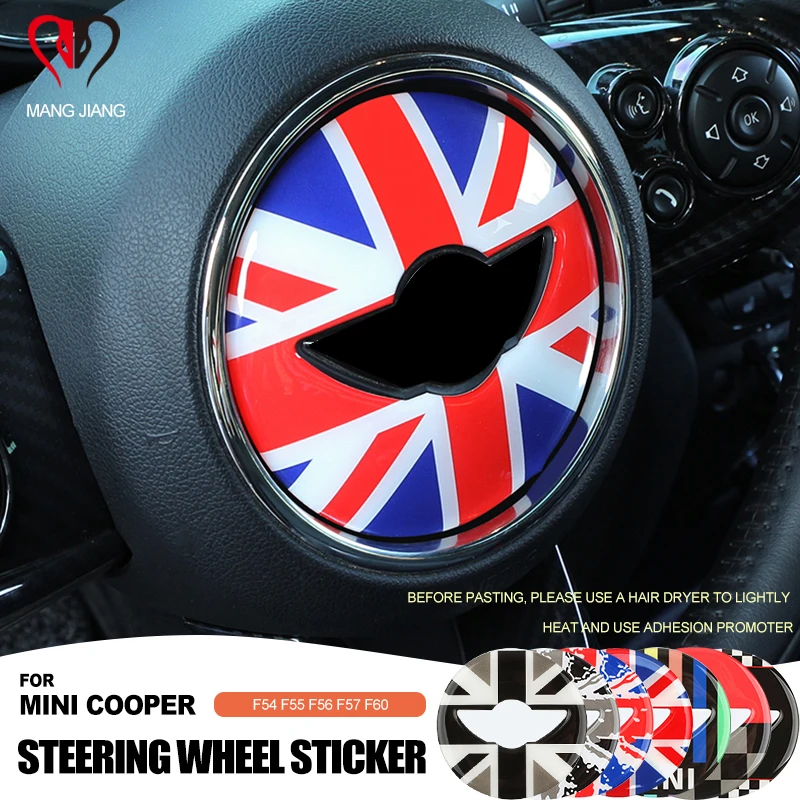 

2pcs Steering Wheel Panel 3D Sticker Epoxy Case Cover For Mini Cooper F54 F55 F56 F57 F60 Countryman Clubman Decorative Stickers