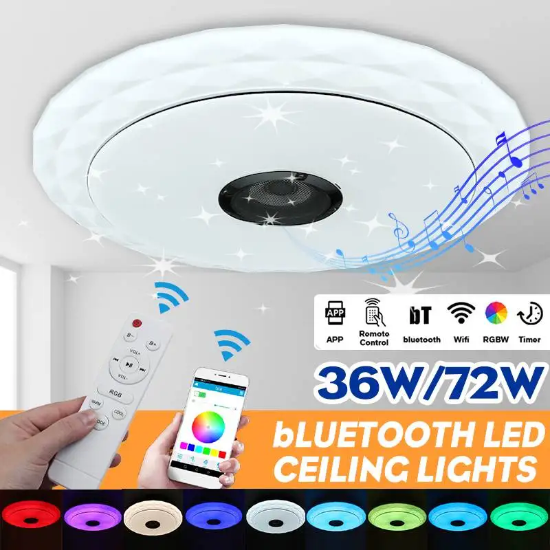 

Wifi Modern RGB Dimmable Music Ceiling Lamp Remote&APP Control bluetooth Music Light 36W 72W Home Starlight Smart Ceiling Light