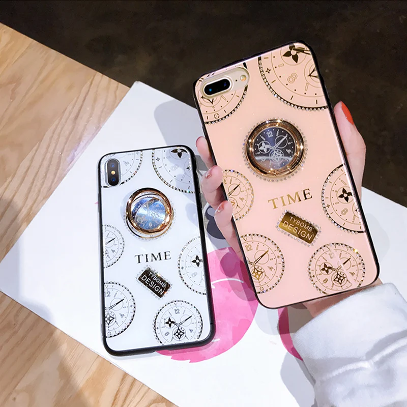 Часы с бриллиантами Роскошный чехол для iPhone X Xr Xs Max телефона 7 8 6 6S Plus задняя