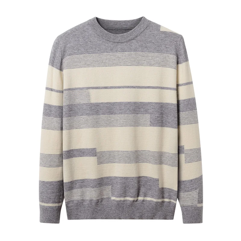 

Autumn Winter Cashmere Warm Sweater Men Mens O-Neck Pullover Patchwork Slim Fit Sweaters Tops Knitted Men's Jumper