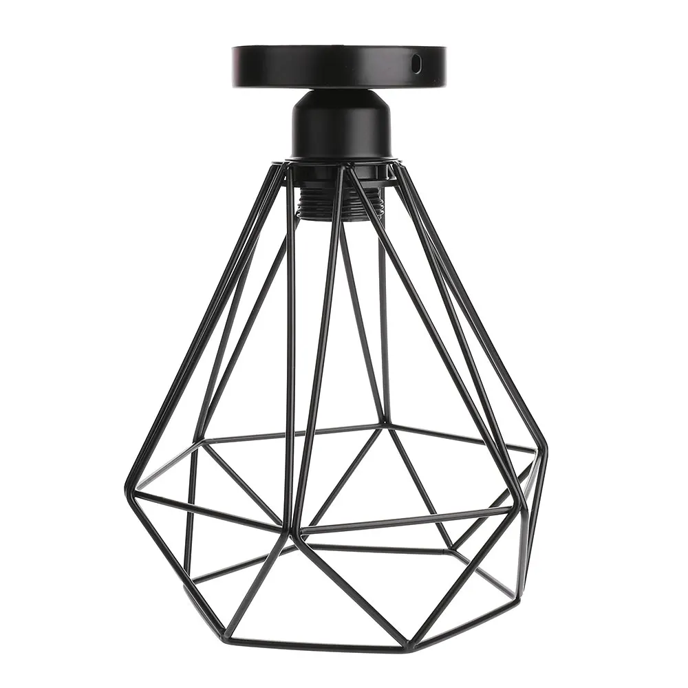 

Metal Wire Iron Lampshade Retro Chandelier Vintage Lamp Cage HangLamp Black Fashion Bedroom Lampshade Romantic Parlor