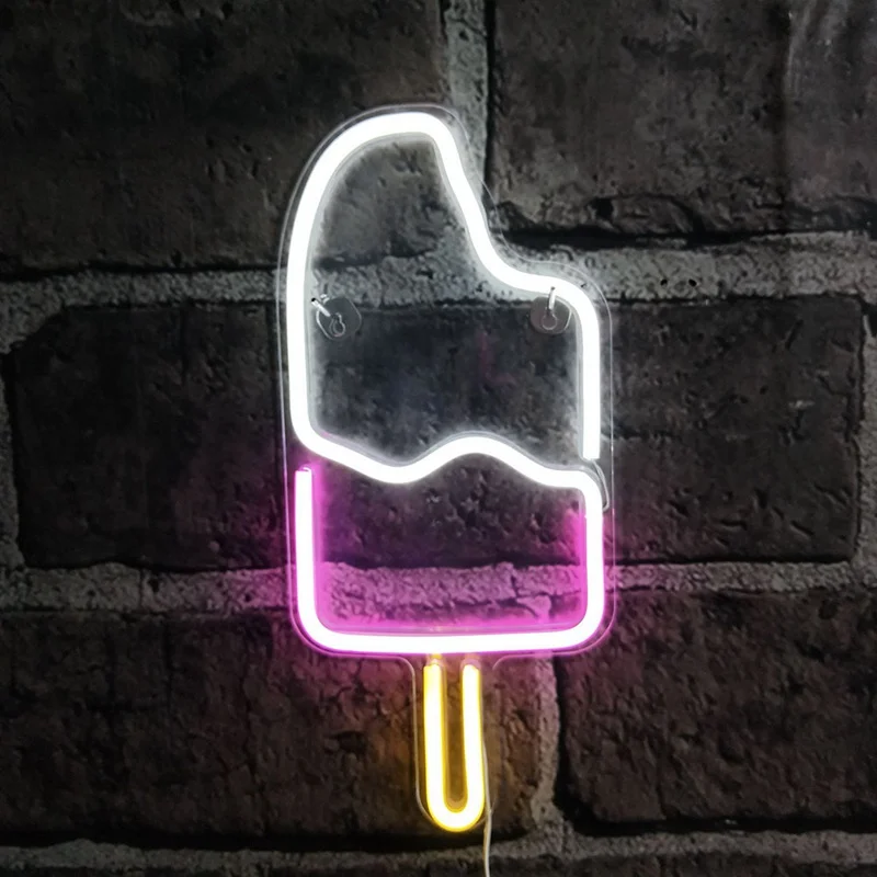 

Wall Hanging LED Neon Light Sign Holiday Wedding Party Decorations Kids Room Home Decor Ice Cream Shape USB Powered Neon Lamp