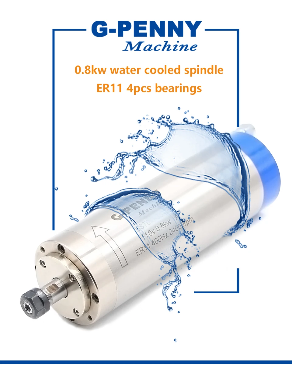 Новое поступление! 110v 800 Вт с водяным охлаждением двигатель шпинделя ER11 деревообрабатывающие шпинделя 0.8kw 400 Гц ЧПУ лазерной гравировки водяного охлаждения квт. шпиндель с 4 подшипниками