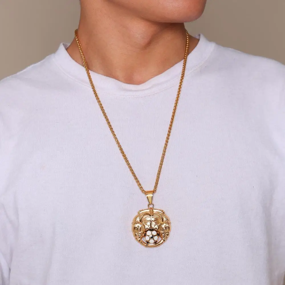 Креативный дизайн ожерелье с футбольной подвеской для мужчин золотой цвет