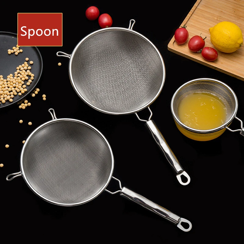 

Filter Frying Oil Spoon Home Flour Sieve Colander Stainless Steel Long Handle Mesh Strainer Skimmer Kitchen Baking Cooking Tools