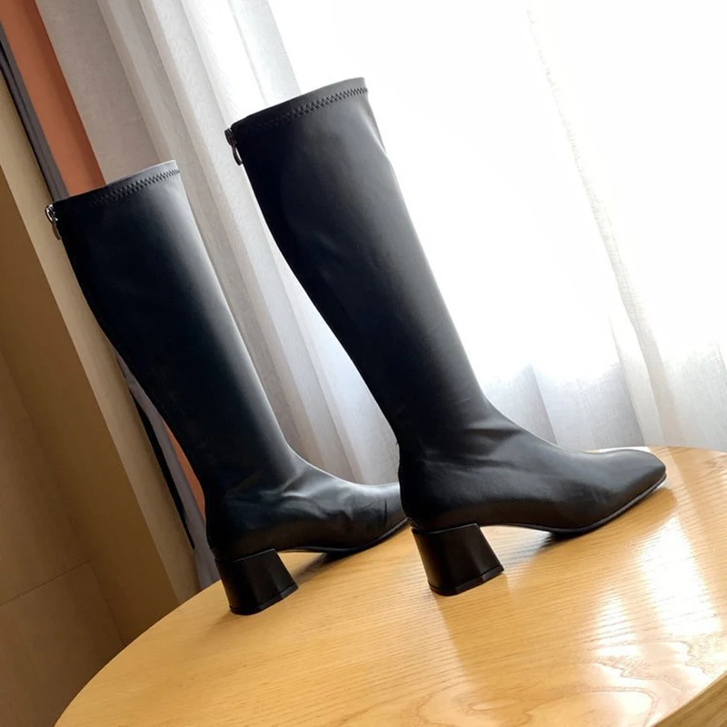 Облегающие однотонные кожаные Ботинки martin в байкерском стиле женские сапоги до