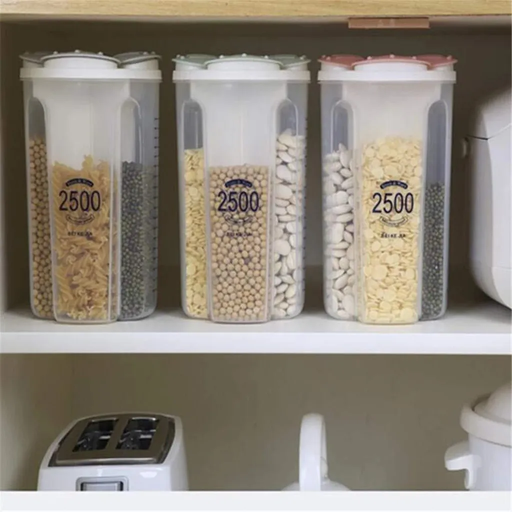 

Kitchen Transparent Plastic 2/3/4 Grids Storage Box Dry Dried Food Home Organizer Food Container Refrigerator Boxes #065