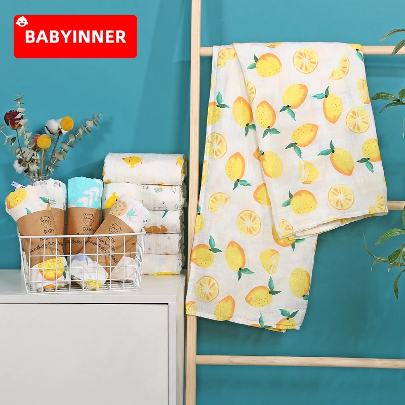 

Babyinner Baby Muslin Blankets 100% Cotton Newborn Swaddle Breathable Nursery Swaddling Blankets Soft Infant Bath Towel Gauze