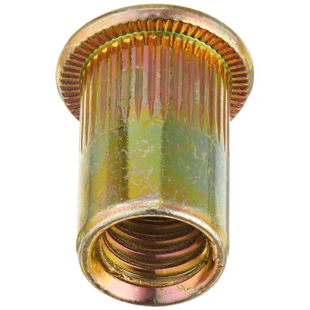 100 шт./компл. M3 M4 M5 M6 M8 оцинкованные рифленые гайки Rivnut плоская головка Резьбовая