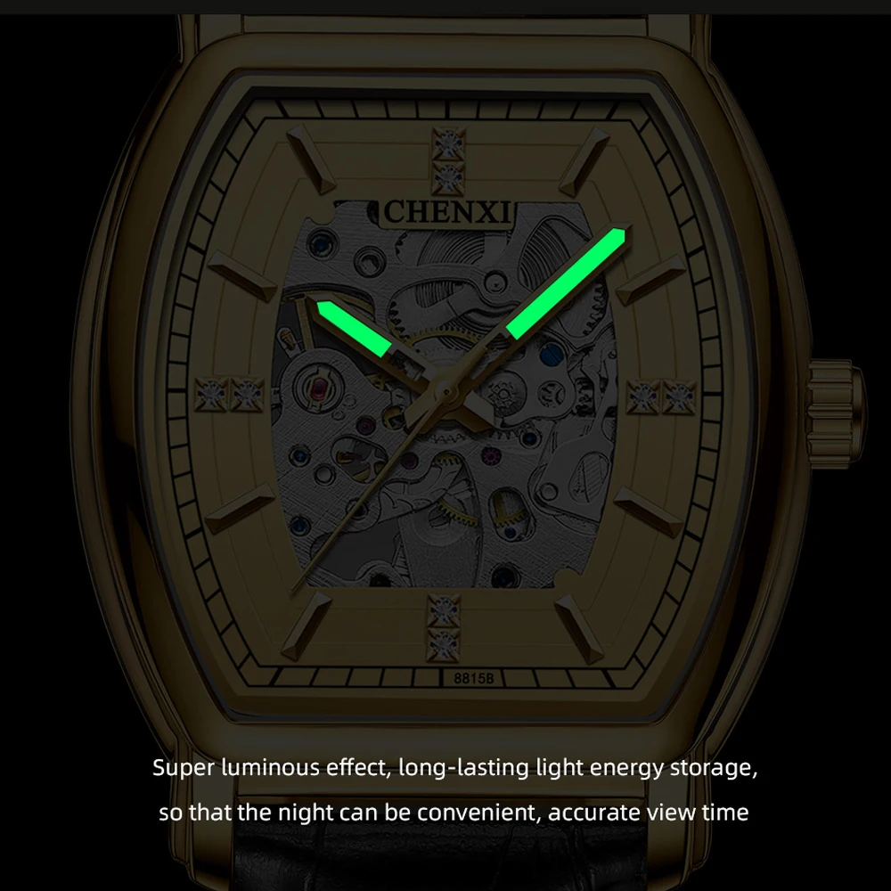 CHENXI золотые механические автоматические часы для мужчин водонепроницаемые со