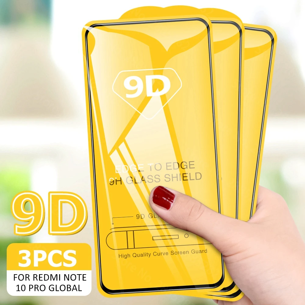 Защитное стекло 9D для Xiaomi Redmi Note 10 Pro Max пленка с полным покрытием 10S 9S 8T 9 8 7 6 5 3 шт. |