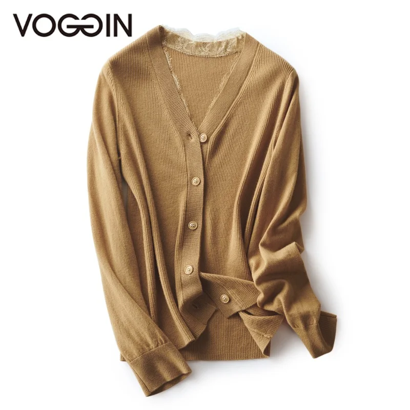 Женский кардиган VOGGIN из мериносовой шерсти свитер с v образным вырезом и длинными