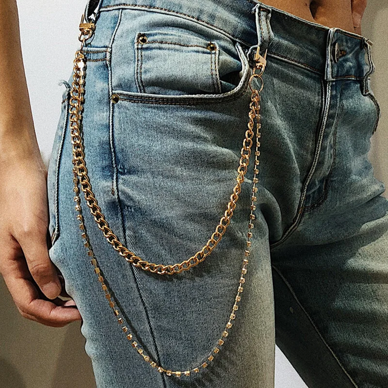 

Lady Crystal Chain Belt Jeans Wallet Keychain Rock Hip Hop Waist Belt