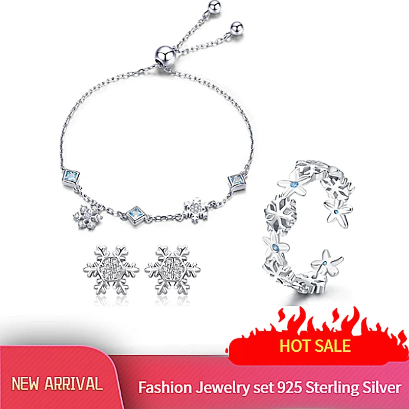 2019 модная зимняя коллекция подарки браслеты со снежинками и кольца Ювелирные