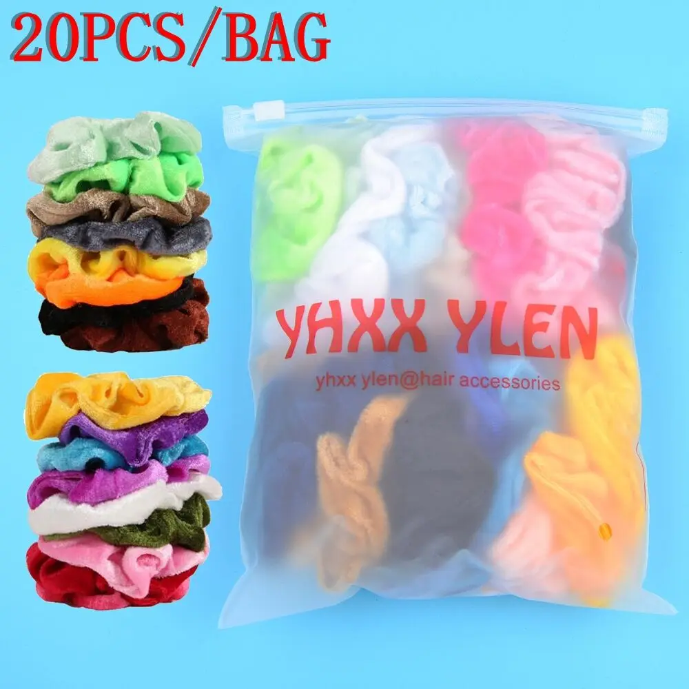 

20 Pcs/pag Korea Velvet Solid Color Scrunchie Elastic Hair Bands For Girls Ropes Headwear Ponytail Holder Women Hair Accessories