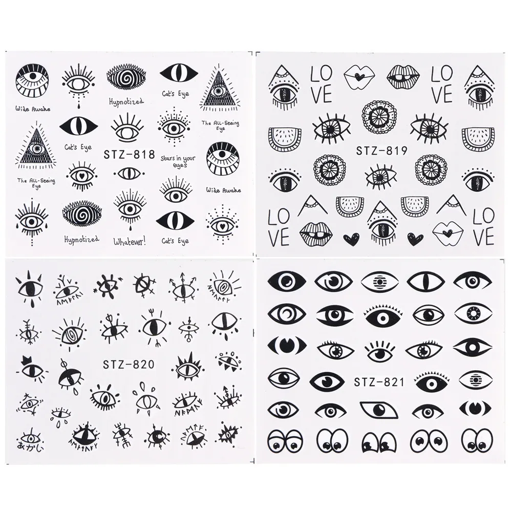 Серии глаз наклейки для дизайна ногтей водные переводные слайдеры обертки