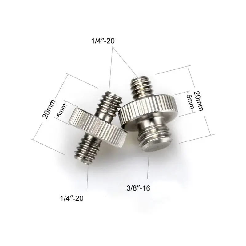 

Metal 1/4" Male to 1/4" or 3/8" Male Threaded Adapter 1/4 or 3/8 Inch Double Male Screw Adapter for Tripod Camera My10 21
