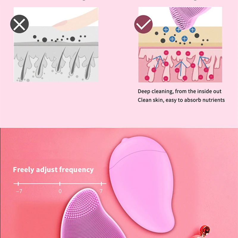 Силиконовая щетка для ухода за кожей электрическая Водонепроницаемая Очищающая
