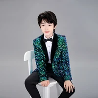 childrens three dimensional color changing sequin dress boy catwalk cool piano performance small host suit performance single