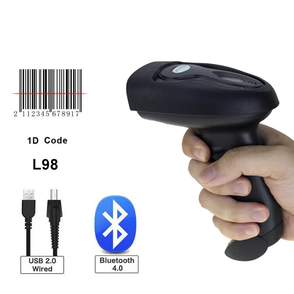 Portable Barcode Scanner Wireless Bluetooth 2D QR Bar Code Reader For Android iOS iPad Mobile Payment HW-L28BT | - Фото №1