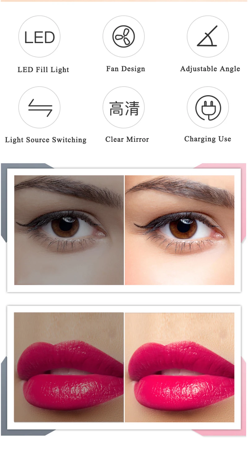 Makeup Зеркало Led с вентилятором без пота 5X Увеличительное Косметическое зеркало LED портативное мини карманное зеркало сенсорный экран стоячие зеркала зеркало для макияжа зеркало для макияжа зеркало с подсветкой зер
