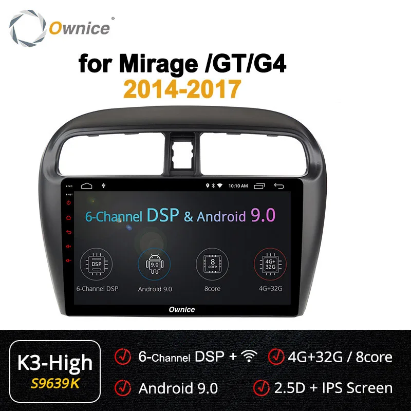 S9639 K3-High Ownice " 8 ядерный Android 9,0 автомобильный радиоприемник k3 k5 k6 для Mitsubishi Mirage GT G4 gps Navi 4G LTE DSP 360 панорама оптическая - Цвет: S9639 K3-High