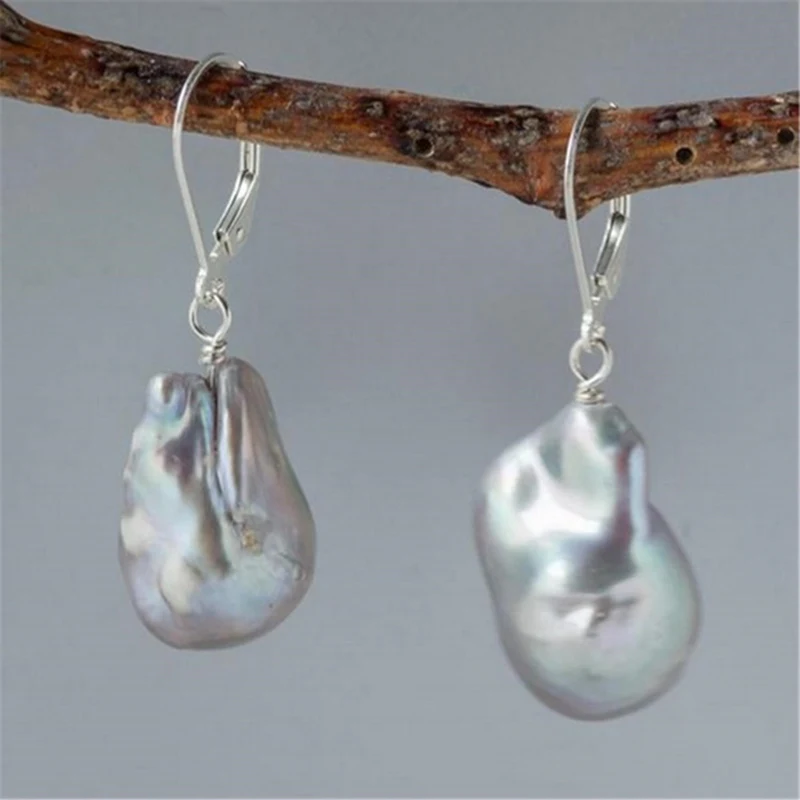 11-14mm Silver Baroque South Sea Pearl Earring Silver Hooks Classic Jewelry Gift Dangle Irregular Mesmerizing