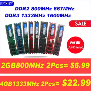 Оперативная память PLEXHD для настольного ПК, модуль памяти DDR2 DDR3 PC3 1600 МГц 1333 МГц 800 МГц 667 МГц PC2 6400 2 ГБ 4 ГБ 8 ГБ для intel