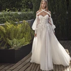 Платье Свадебное ТРАПЕЦИЕВИДНОЕ, без бретелек, с длинным рукавом