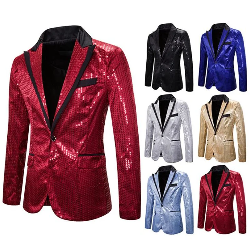 

Sequin suit mens man teenager street style performance dress nightclub boy host emcee desgaste noivo wedding dress for men