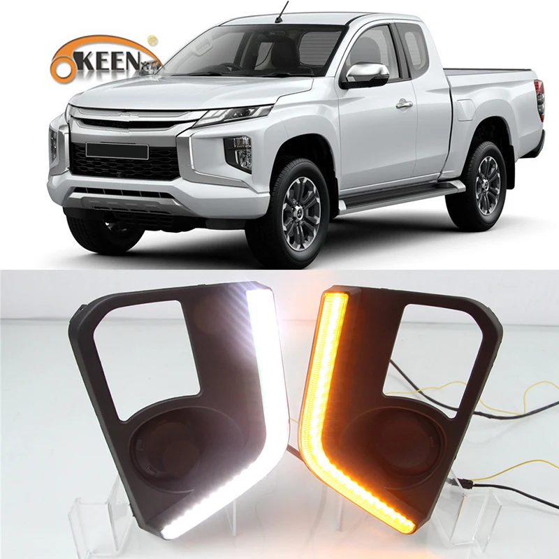 

2PCS For Mitsubishi Triton L200 2019 2020 LED Daytime Running Light Dynamic Yellow Turn Signal Car DRL Lamp Waterproof 12V