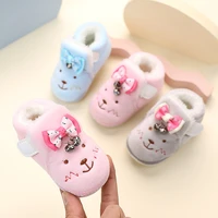 2021 winter toddler baby girl boy cartoon bear shoes plus velvet warm snow boots infant soft sole walking shoes first walkers