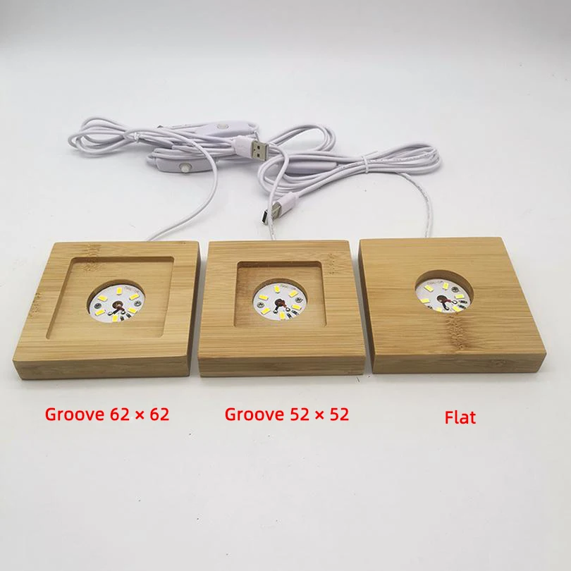 

LED luminous base crafts bamboo base support handmade ornaments sales display glass acrylic Diy Glue Dropping Handicraft Base