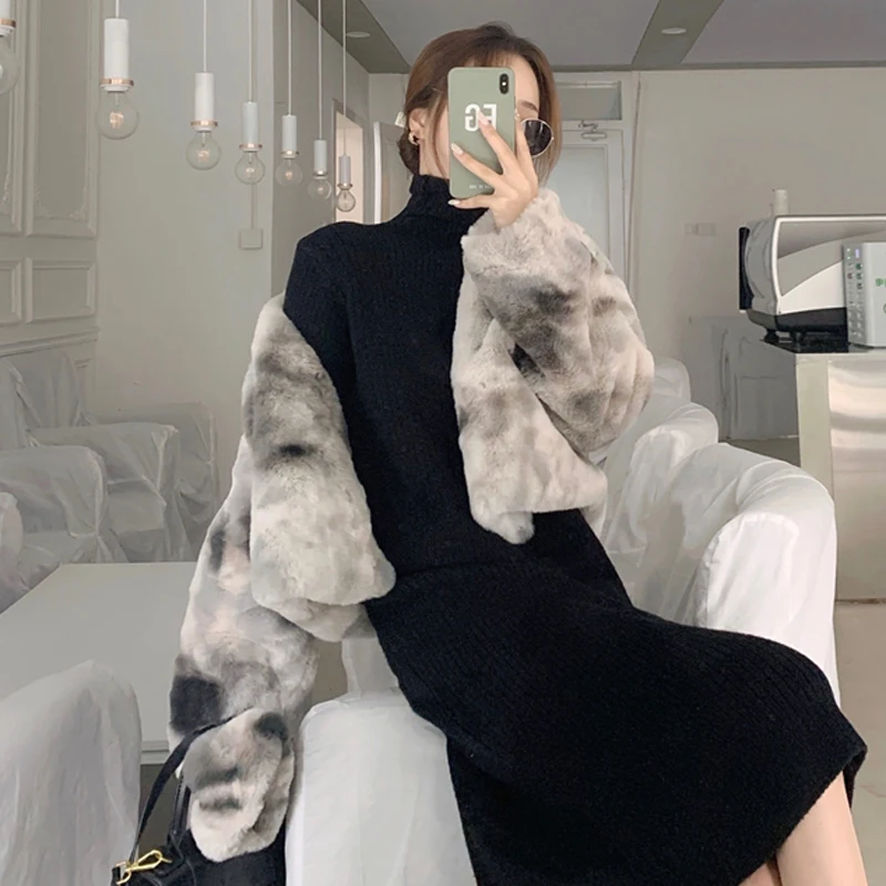 

Zoki Vintage Women Faux Fur Coat Thick Warm Winter Loose Korean Short Jacket Casual Soft O Neck Long Sleeve Cardigan Coat 2021