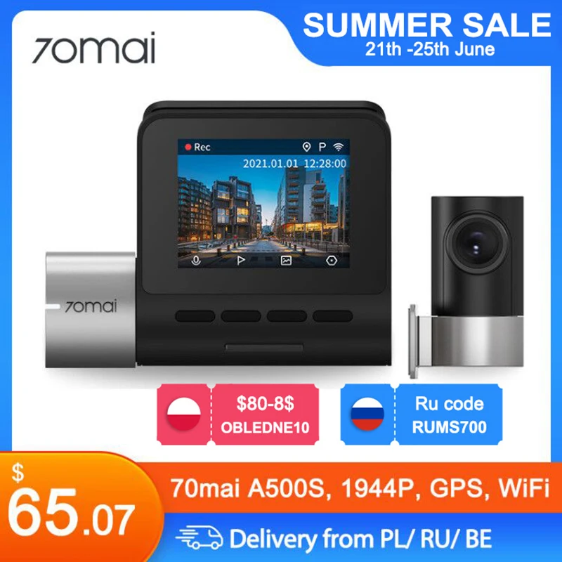 (3$ купон)Обновление версии 70mai Smart Dash Cam Pro Plus A500S Видеорегистраторы для автомобилей