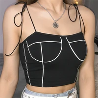sexy women lace up crop top summer basic casual sleeveless backless vest tanks tops bustier unpadded bandeau bra