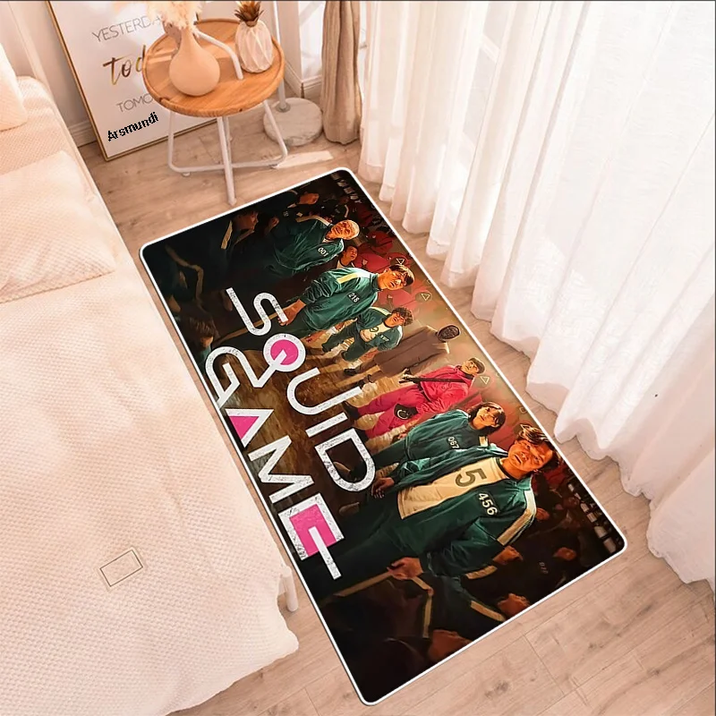 

Cartoon Squid Game Bedroom Living Room Carpet Entrance Doormat Home Kitchen Mat Pink Floor Mat Bathroom AntiSlip Long 40x120 Rug