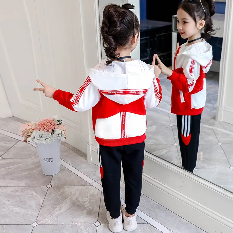 Спортивный костюм для девочек спортивный 2019 г. Осенние детские куртки в полоску