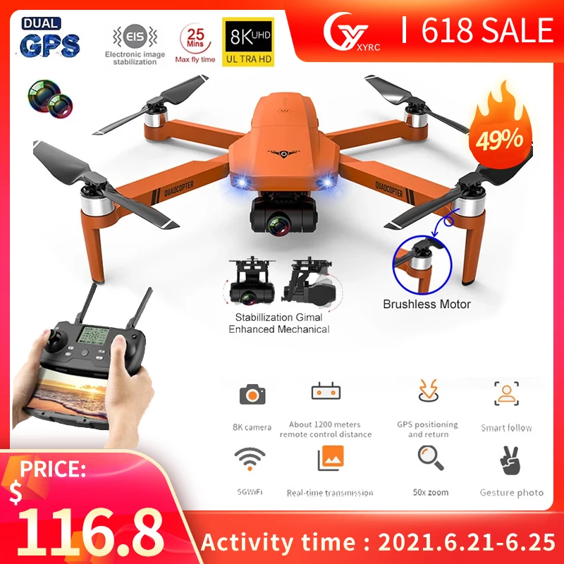 

XYRC KF102 GPS Drone 4k Profesional 8K HD Camera 5G Wifi 2-Axis Gimbal Aerial Photography Brushless Foldable Quadcopter