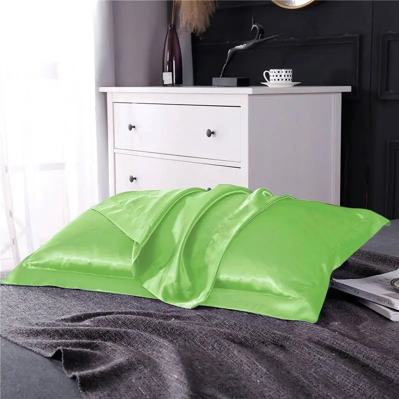green Роскошный натуральный шелк тутового шелкопряда серебристо-серый наволочка многоцветная шелковистая наволочка для женщин и мужчин - Цвет: green