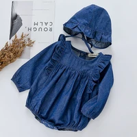 newborn baby girls jumpsuit denim blue cotton long sleeves spring baby girls clothes toddler baby girl romperhat
