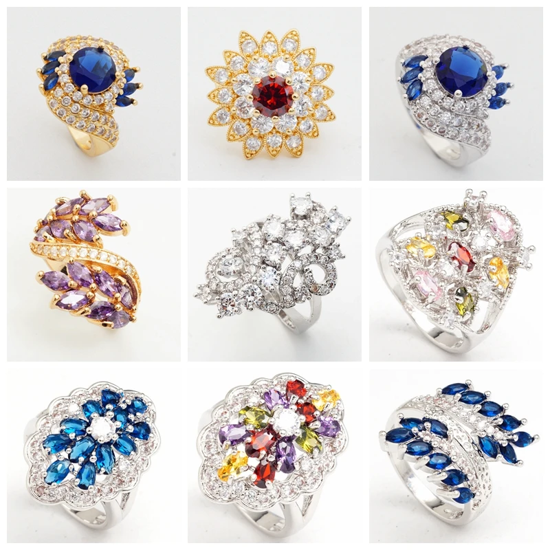 Женские обручальные кольца с фианитом смешанный дизайн золотистое белое золото