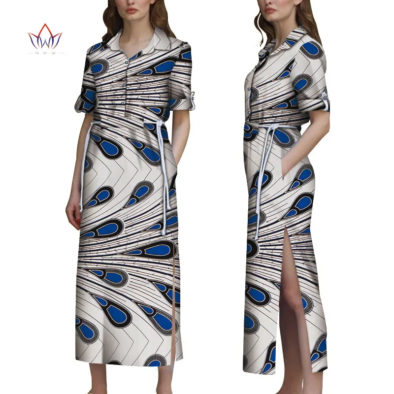 

Модные африканские платья для женщин Дашики с завязкой на талии африканская одежда Vestidos размера плюс вечернее платье BRW WY4504