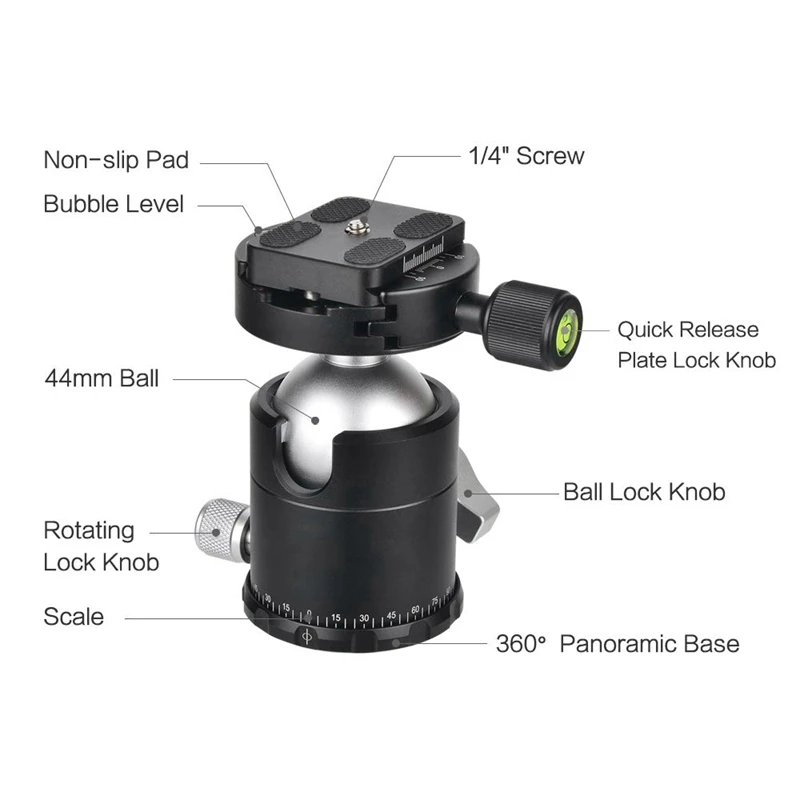 Головка штатива для камеры из алюминиевого сплава панорамная шаровая с