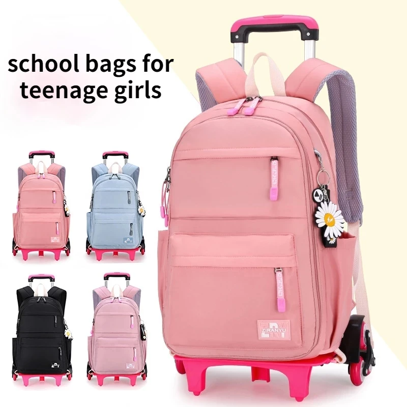 Ортопедический школьный портфель для девочек-подростков, водонепроницаемый рюкзак на колесах для учеников начальной школы, дорожная сумка...