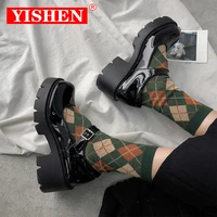 yishen patent leather mary jane shoes for women vintage girls chunky platform ankle strap pumps woman thick bottom lolita shoes
