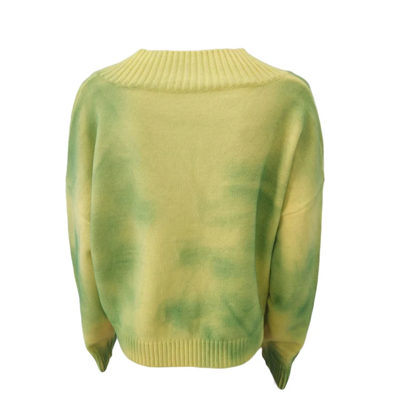 

Women's Cropped Shirt, Knitting Top, Loose Party Long Sleeve Fall Slim Metal Buckle Dye Printed Clothes
