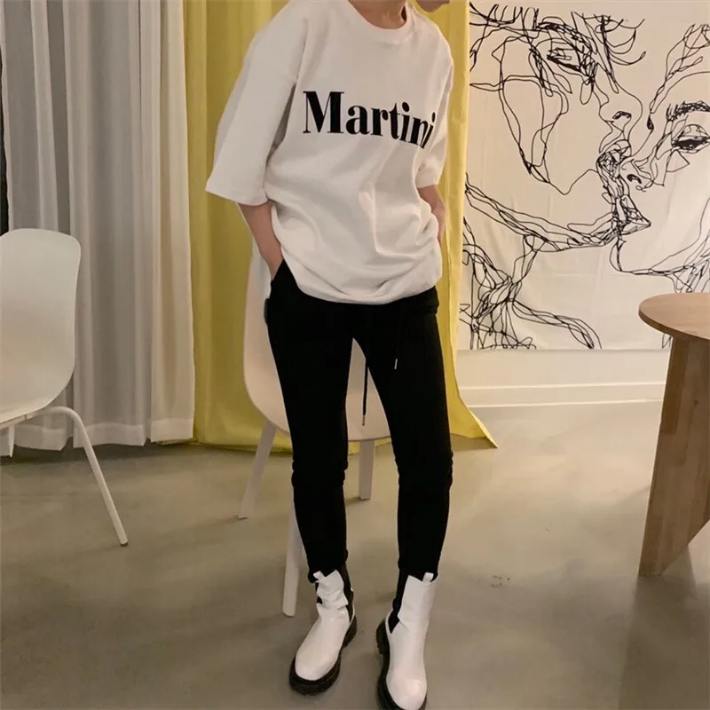 

2021 round neck casual split T-shirt women